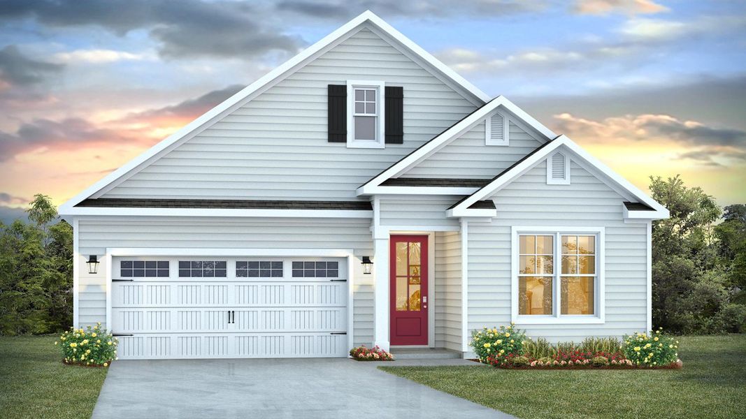 Representative exterior photo of a completed home built from the DARBY by D.R. Horton in Indigo Preserve, Leland, NC (Image 2).