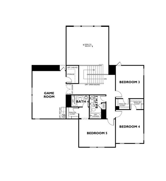 2D floor plan layout for the Plan 5072 by Shea Homes in Legacy 65', Friendswood, TX (Image 3).