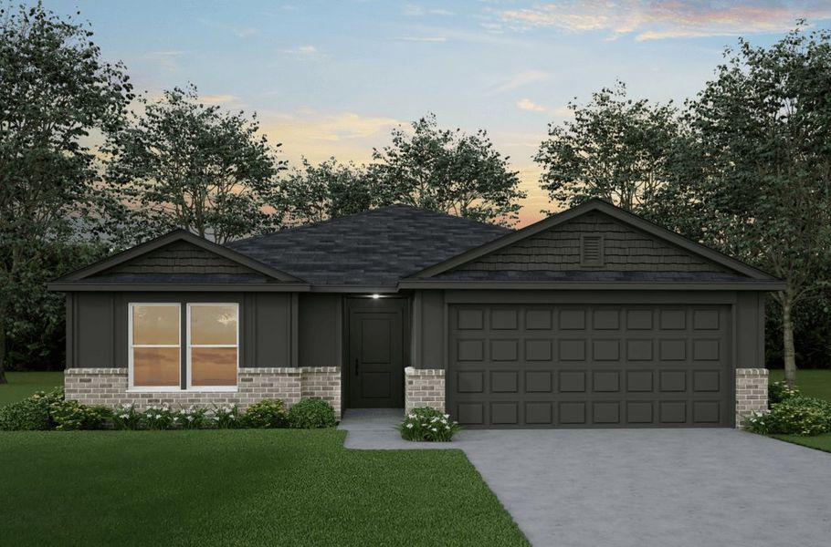 Front exterior of a new home in Eastern Wells, Jarrell, TX, highlighting curb appeal (Image 4). Front exterior of a new home in Eastern Wells, Jarrell, TX, highlighting curb appeal (Image 4).