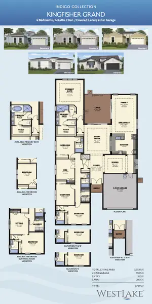 2D floor plan layout for the Kingfisher Grand by Minto Communities in Westlake, Loxahatchee, FL (Image 3).