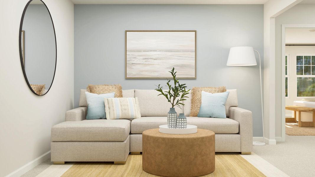 Furnished interior view inside a new home in Dawson Pointe, Summerville (Image 3). Furnished interior view inside a new home in Dawson Pointe, Summerville (Image 3).