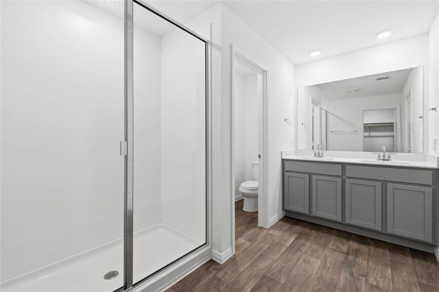 There's also a spacious walk-in shower. There's also a spacious walk-in shower.