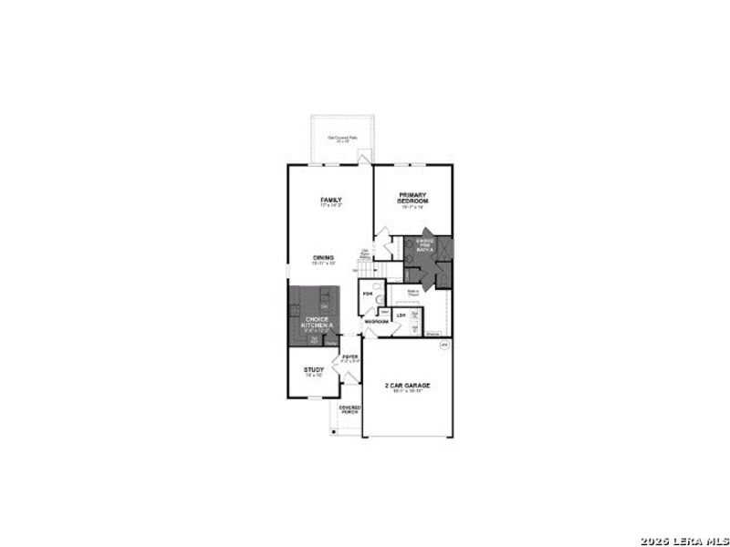 2D floor plan layout of this home in Hunter's Ranch, San Antonio, TX (Image 2).