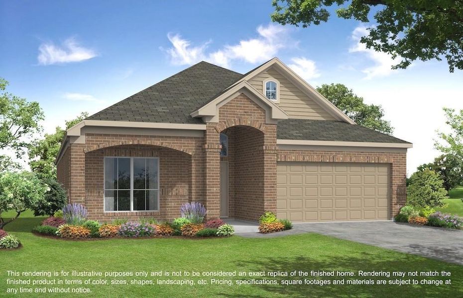 Front exterior of a new home in Brentwood Farms, Richmond, TX, highlighting curb appeal (Image 4).