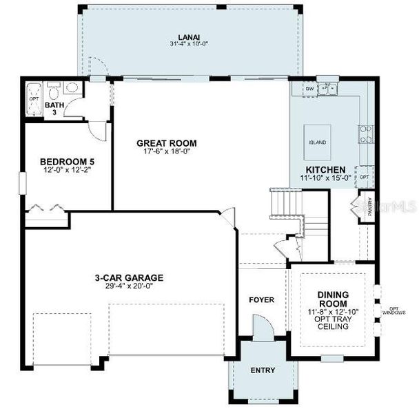 2D floor plan layout of this home in Center Lake on the Park, St. Cloud, FL (Image 6).