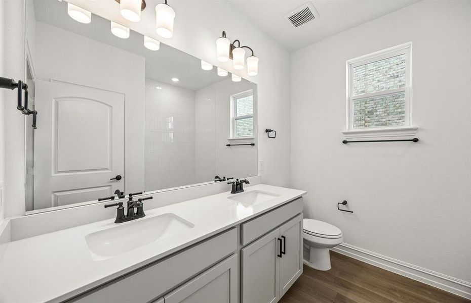 Secondary bath with double vanity