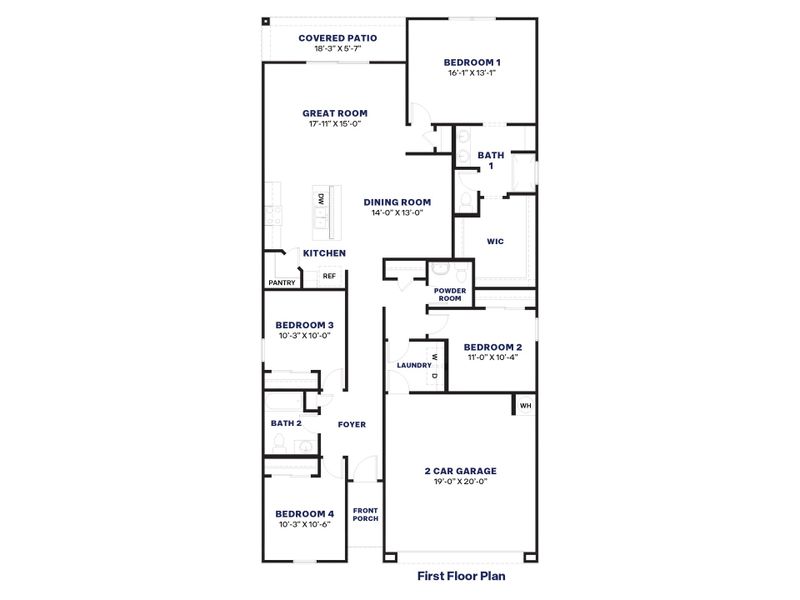 2D floor plan layout of this home in Heartland Ranch, Coolidge, AZ (Image 3).
