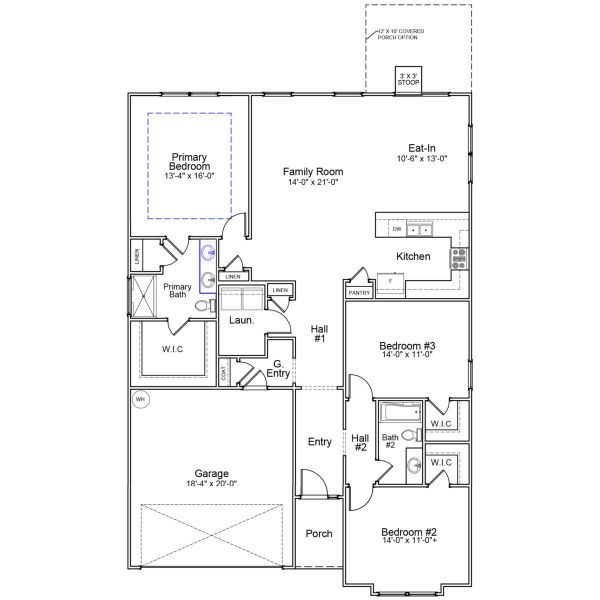 2D floor plan layout of this home in Fairway Woods at Wyboo, Manning, SC (Image 5).