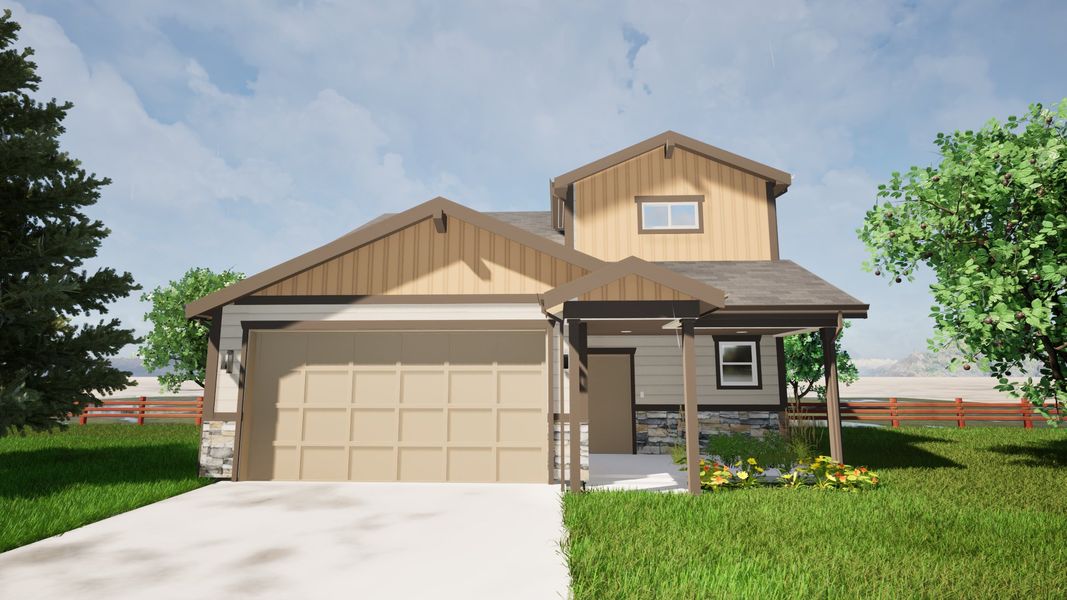 Front exterior of a new home in Granary, Johnstown, CO, highlighting curb appeal (Image 21).