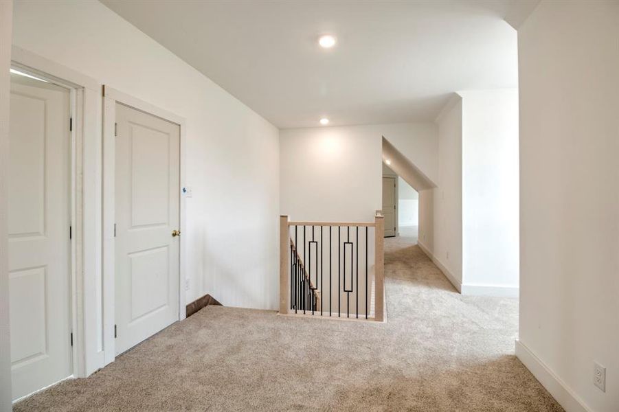 Bonus room with carpet floors and recessed lighting Bonus room with carpet floors and recessed lighting