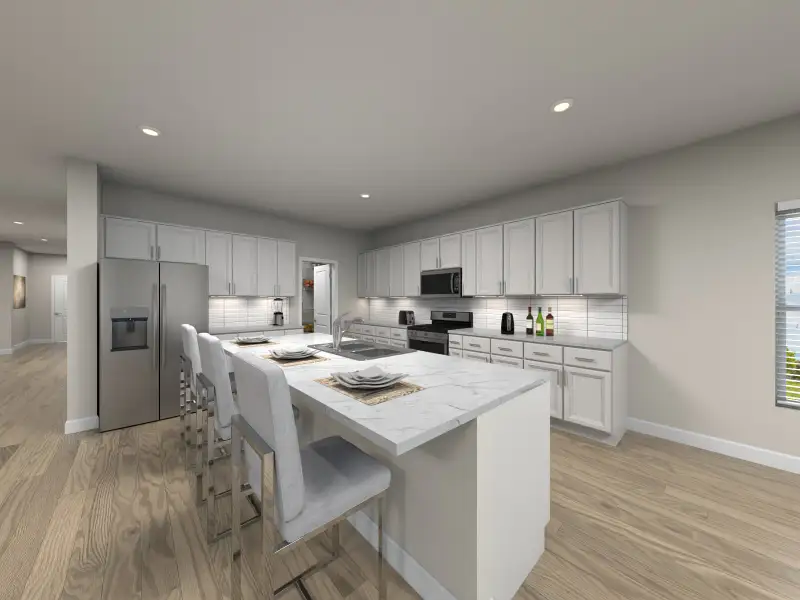 Host friends at the spacious kitchen island while you create gourmet meals. Host friends at the spacious kitchen island while you create gourmet meals.