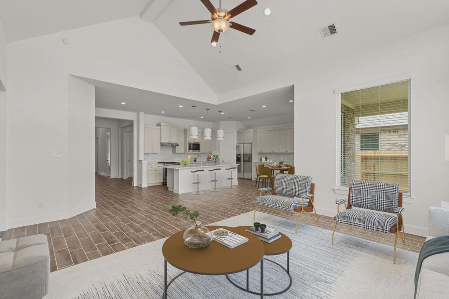 Representative furnished interior of a home built from the Mirabelle by Chesmar Homes in Artavia, Conroe (Image 6).