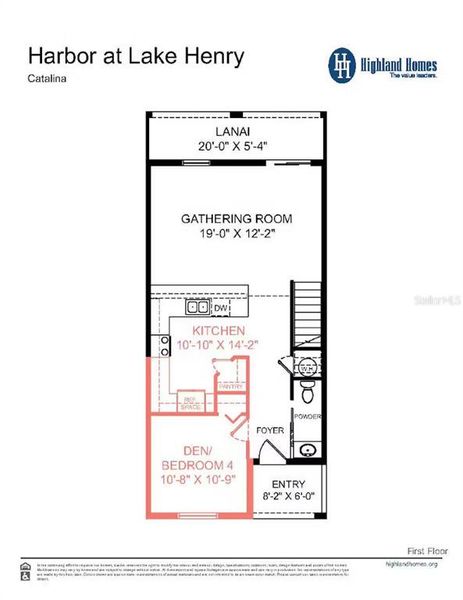 2D floor plan layout of this home in Harbor at Lake Henry - Townhomes, Winter Haven, FL (Image 4).