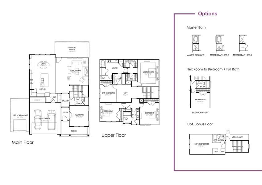 2D floor plan layout for the Avery by Hunter Quinn Homes in Anderson County Homes, Anderson, SC (Image 3).