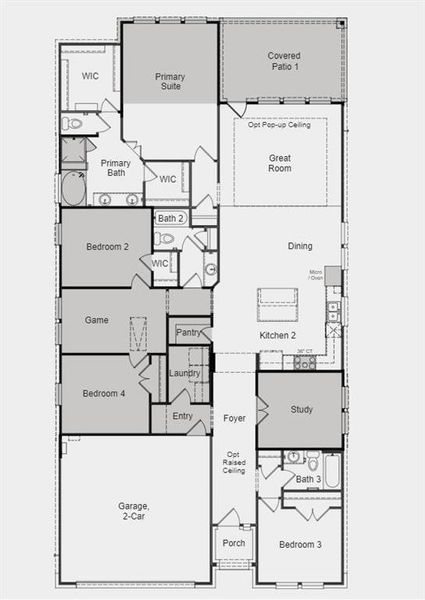 Structural options added include: Raised ceiling in foyer, extended owner's suite, covered outdoor living 1, shower 1 with mudset in owner's bath and study.