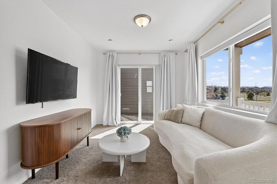 Main floor flex space now being used as LR