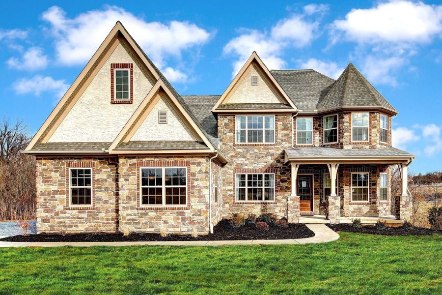 Representative exterior photo of a completed home built from the Nottingham by Keystone Custom Homes in McLean South Shore, Belmont, NC (Image 12).