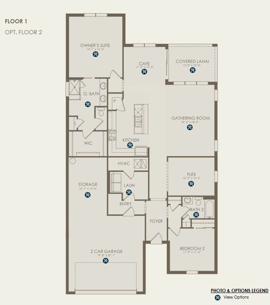 2D floor plan layout for the Mystique by Pulte Homes in Sapphire Point at Lakewood Ranch, Lakewood Ranch, FL (Image 3).