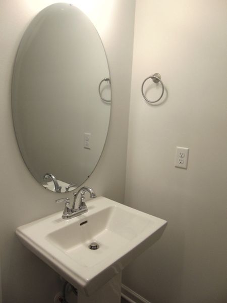 This powder room is perfect for your guest, with the modern touch and comfortable elongated toilets This powder room is perfect for your guest, with the modern touch and comfortable elongated toilets