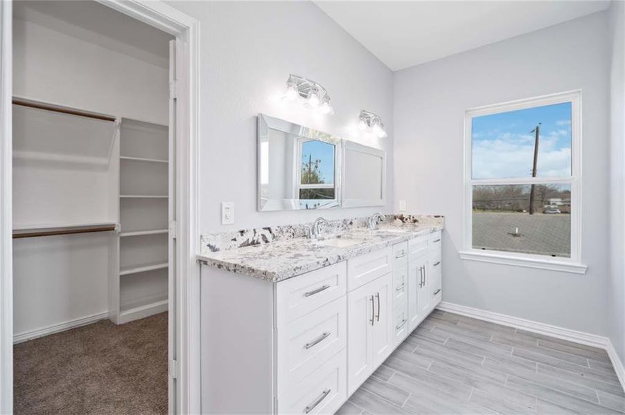 Walk in closet in master bath