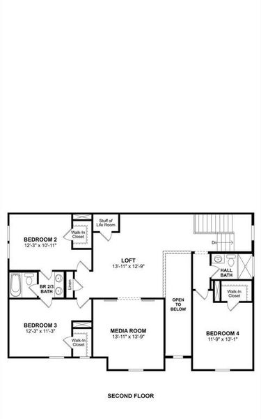 2D floor plan layout of this home in Monterra, Fate, TX (Image 4).