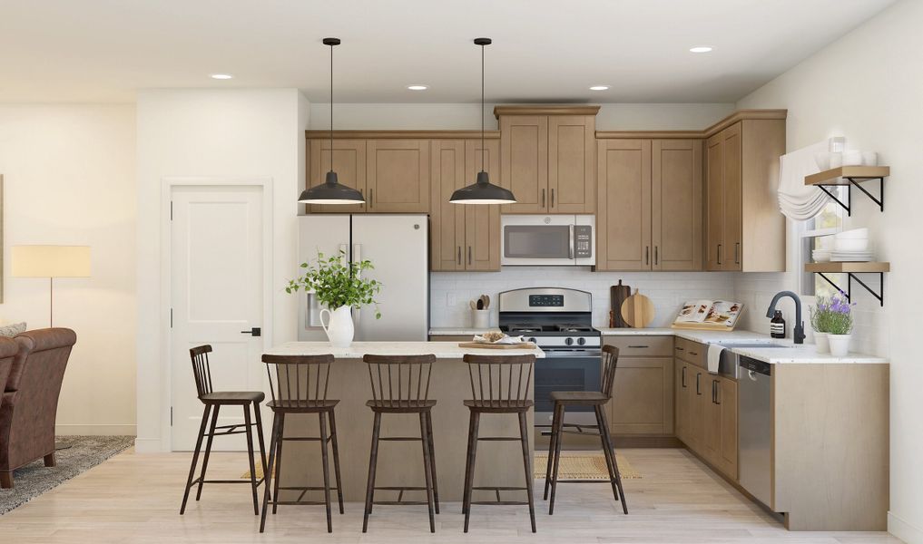 Kitchen with pendant lighting