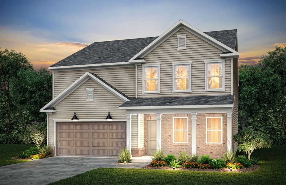 Front exterior of a new home in Stewarts Landing, Charlotte, NC, highlighting curb appeal (Image 21).