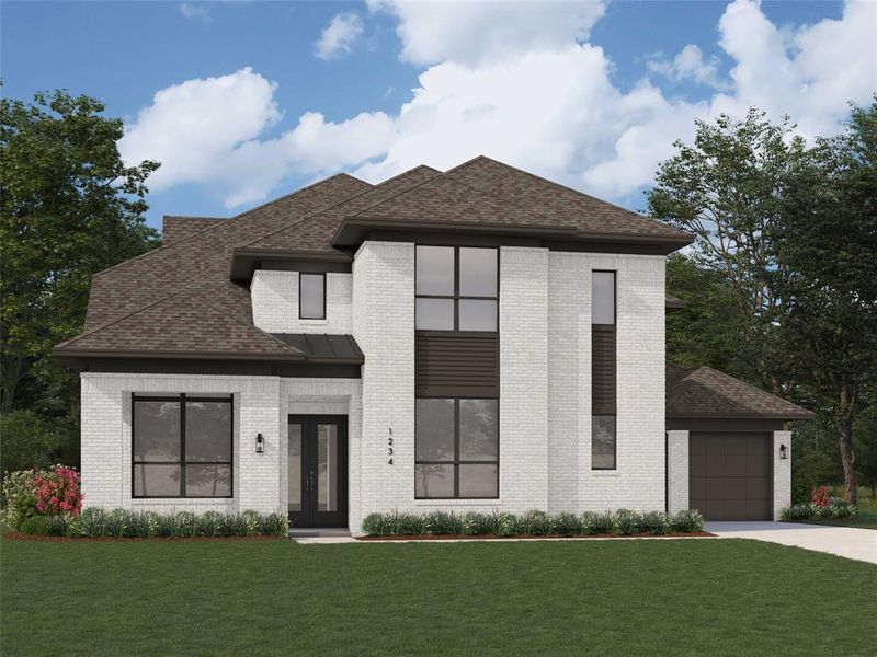 Front exterior of a new home in Saddle Star Estates, Rockwall, TX, highlighting curb appeal (Image 20).