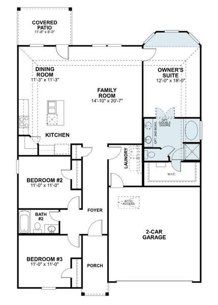 2D floor plan layout of this home in Lago Mar, Santa Fe, TX (Image 4).