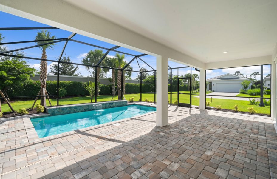 Exterior details and patio area of a home in Del Webb Oak Creek, North Fort Myers (Image 3). Exterior details and patio area of a home in Del Webb Oak Creek, North Fort Myers (Image 3).