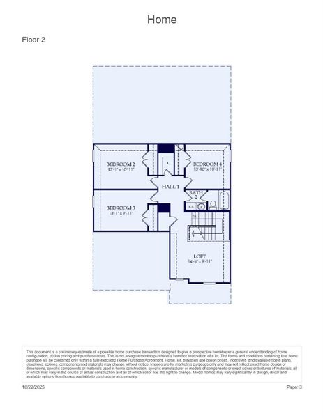 2D floor plan layout of this home in Ellerden, Tomball, TX (Image 3).