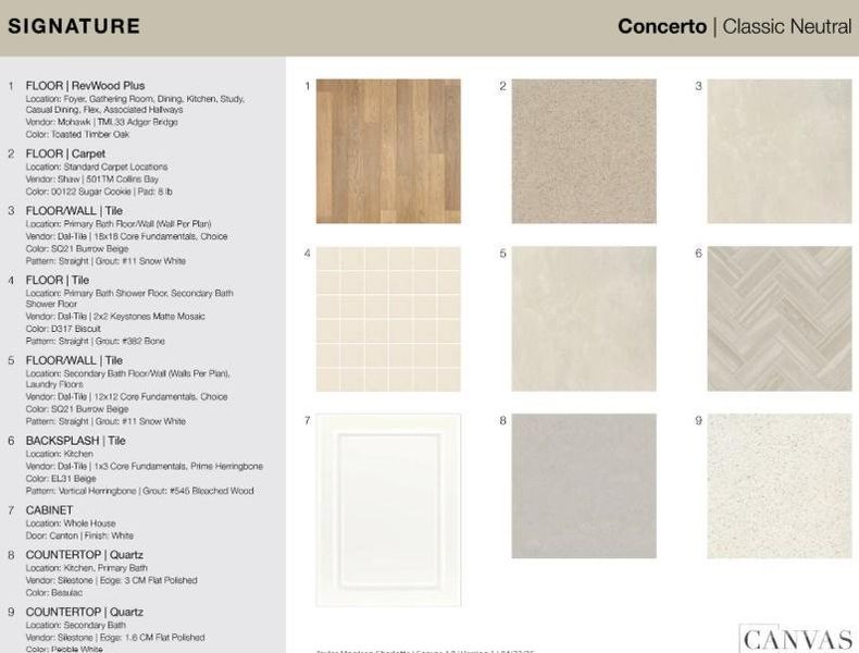 1808 Alexander Main Drive design selections. Home is currently under construction and selections are subject to change.