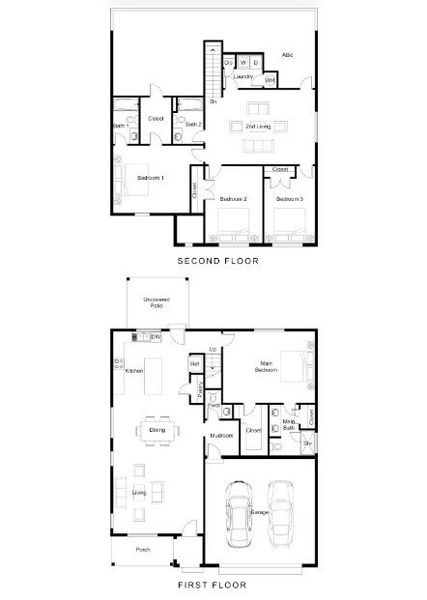 2D floor plan layout for the The Hamilton by Greentech Homes LLC in The Farmstead, Chattanooga, TN (Image 3).