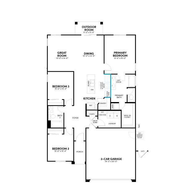 2D floor plan layout of this home in Highland Sage at Alamar, Avondale, AZ (Image 11).