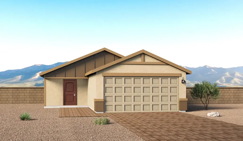 Representative exterior photo of a completed home built from the Ember - T30E by D.R. Horton in Sorrel Ridge Estates, Tucson, AZ (Image 1). Representative exterior photo of a completed home built from the Ember - T30E by D.R. Horton in Sorrel Ridge Estates, Tucson, AZ (Image 1).