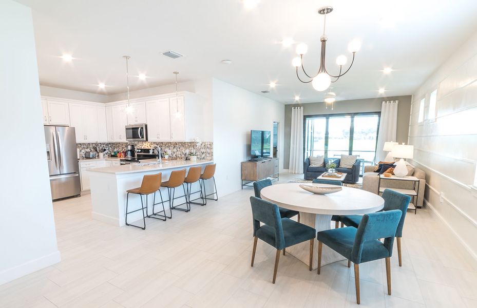 Café located off the kitchen and gathering room