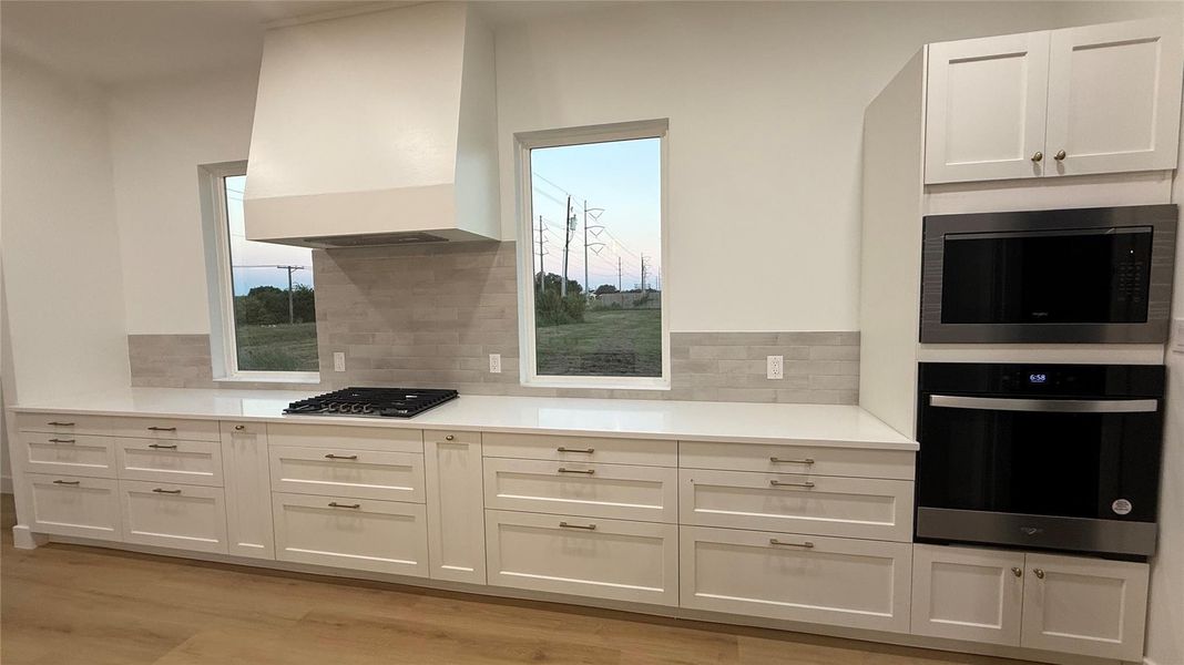 Extra long kitchen with all soft close drawers