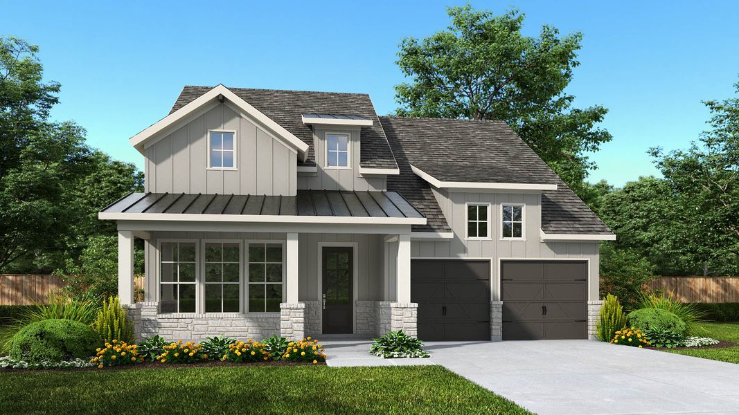 Representative exterior photo of a completed home built from the 2357W by Perry Homes in Haby Hill, San Antonio, TX (Image 2).