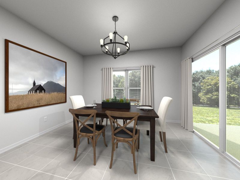 Rendering of Roman dining room.