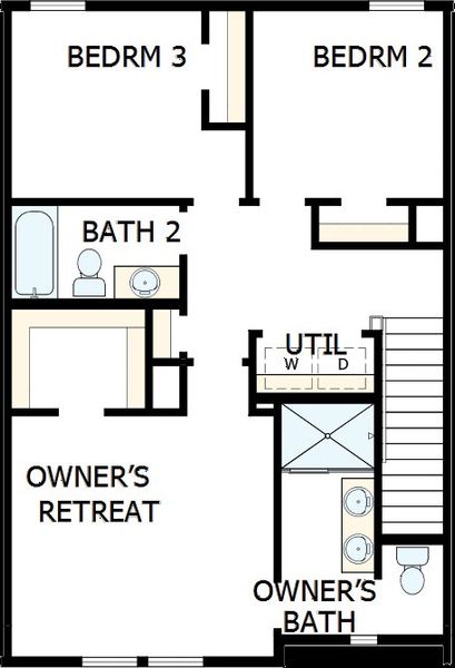 2D floor plan layout of this home in Emory Crossing, Hutto, TX (Image 4).