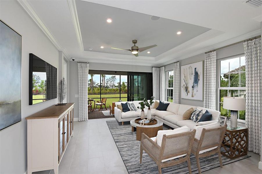 Furnished interior view inside a new home in Esplanade at Wellen Park, Englewood (Image 9).
