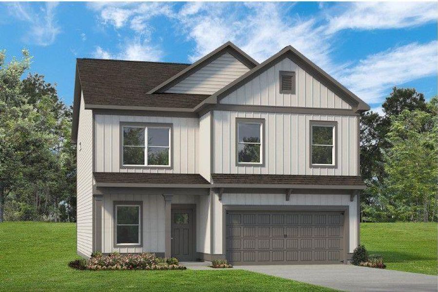 Front exterior of a new home in Summerfield Place, Carrollton, GA, highlighting curb appeal (Image 1). Front exterior of a new home in Summerfield Place, Carrollton, GA, highlighting curb appeal (Image 1).