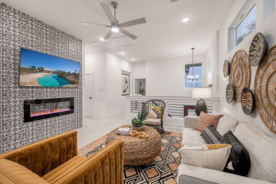 Furnished interior view inside a new home in Santa Rita Ranch, Liberty Hill (Image 18). Furnished interior view inside a new home in Santa Rita Ranch, Liberty Hill (Image 18).