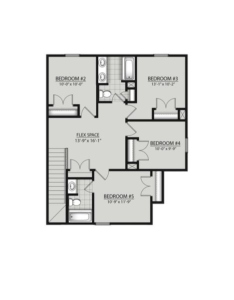 2D floor plan layout for the Leland II G by DSLD Homes in Hickory Cove, Burns, TN (Image 3).