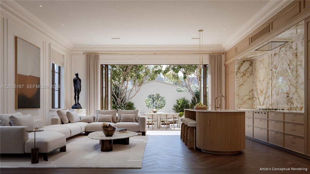 Furnished interior view inside a new home in , Coral Gables (Image 9). Furnished interior view inside a new home in , Coral Gables (Image 9).