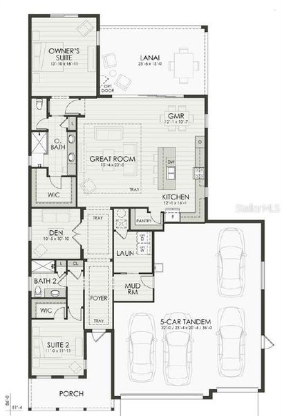 2D floor plan layout of this home in Shellstone at Waterside, Sarasota, FL (Image 2). 2D floor plan layout of this home in Shellstone at Waterside, Sarasota, FL (Image 2).