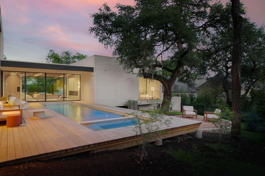 Swimming pool featuring a wooden deck