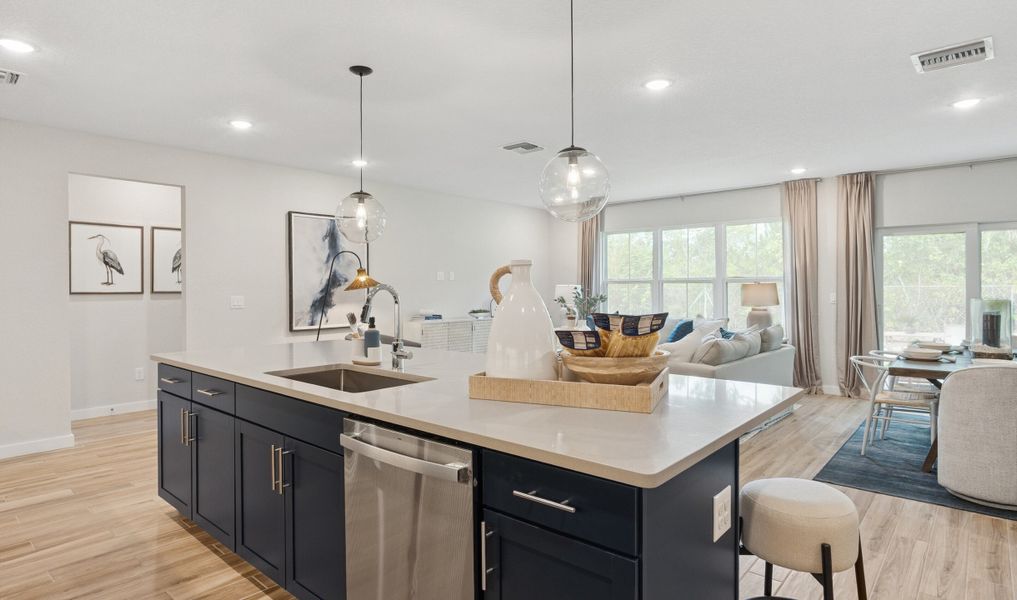 Center island in kitchen