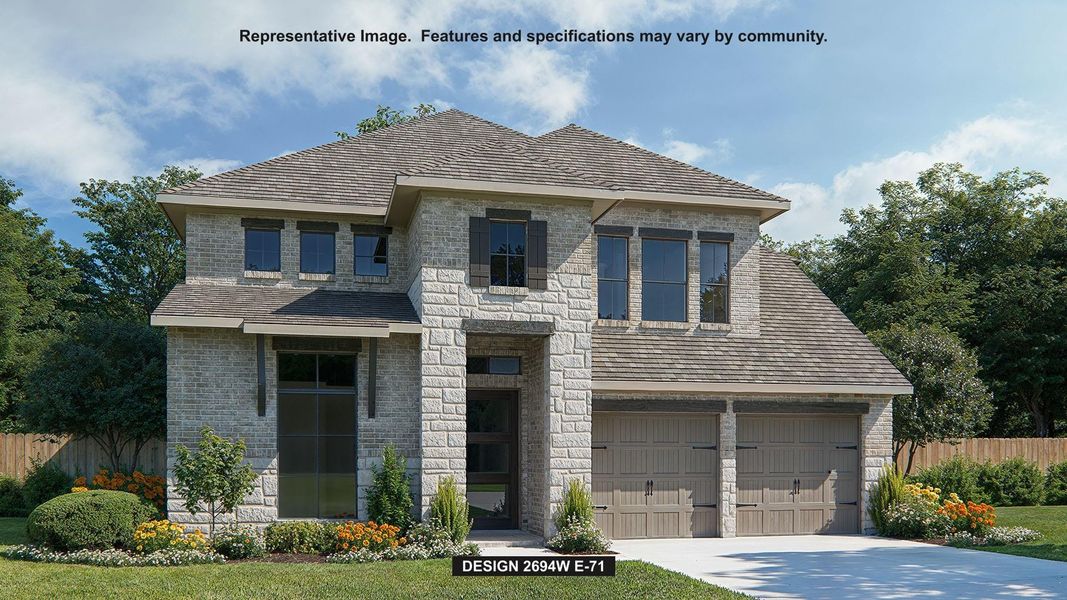 Front exterior of a new home in Woodhavyn, Magnolia, TX, highlighting curb appeal (Image 1). Front exterior of a new home in Woodhavyn, Magnolia, TX, highlighting curb appeal (Image 1).