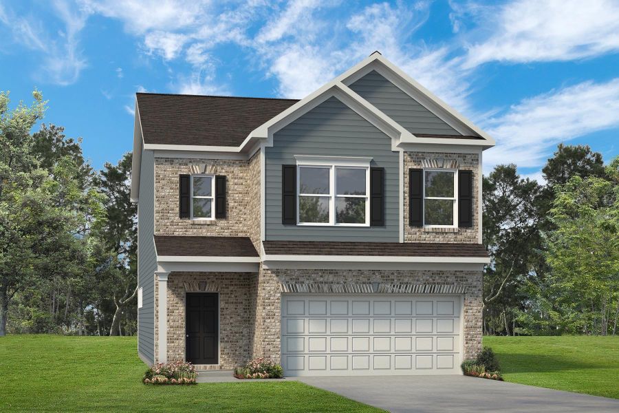 Front exterior of a new home in The Oaks, Clarksville, TN, highlighting curb appeal (Image 1). Front exterior of a new home in The Oaks, Clarksville, TN, highlighting curb appeal (Image 1).